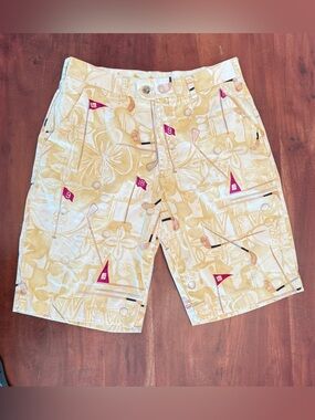 Loudmouth Yellow Golf Flag & Club Print Mens Shorts Cotton Funky Statement 34